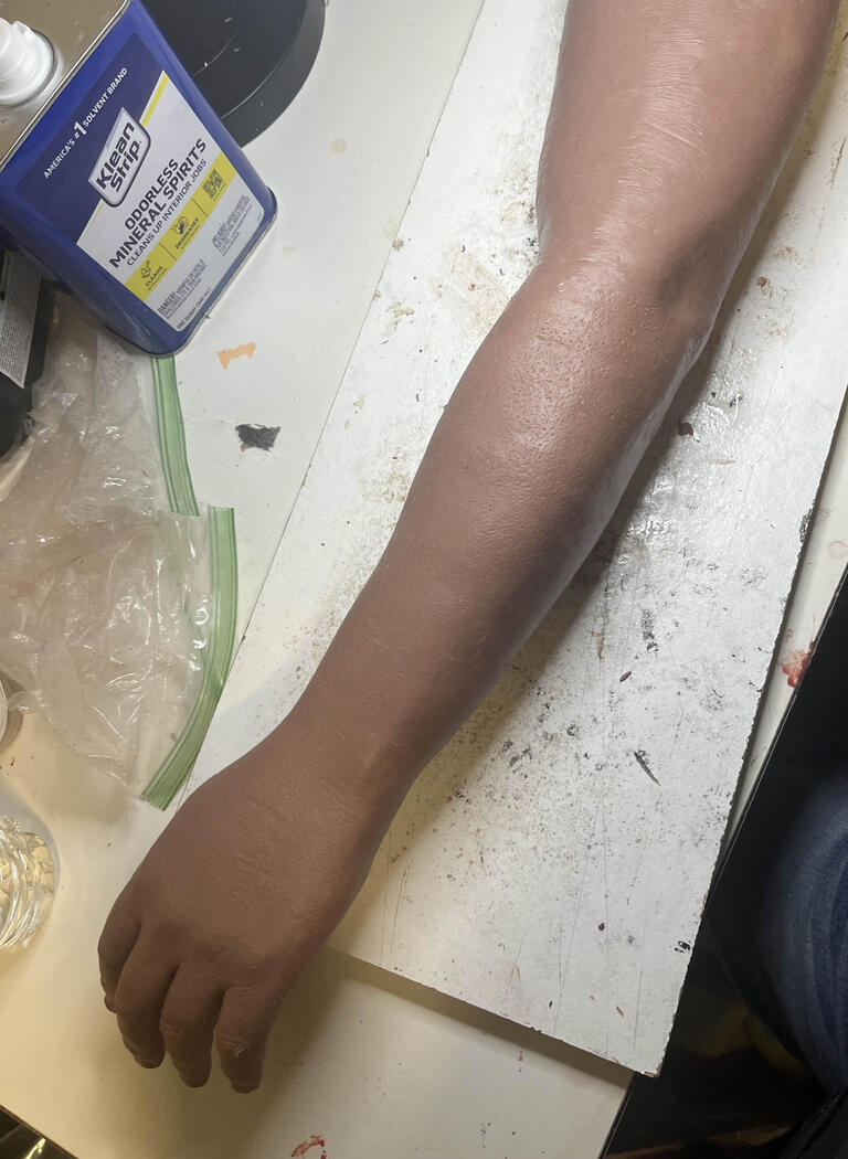 Fresh casting from arm mold