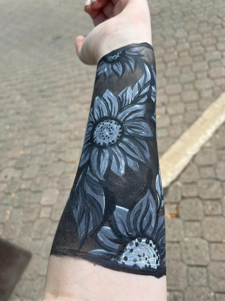Blackout flower half sleeve